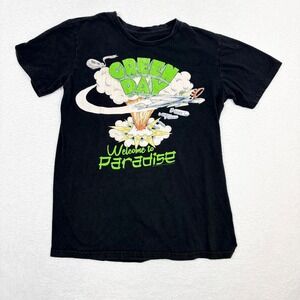 Green Day Welcome to Paradise Band T Shirt Black Graphic Tee Size Medium 2014